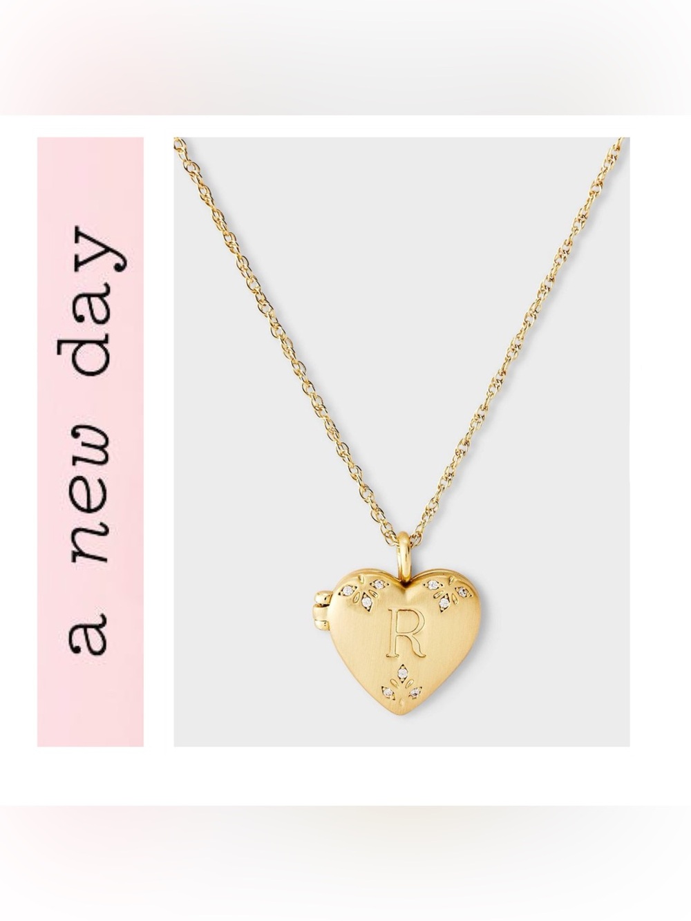 🌟🌟 a new day Heart Locket “R” Pendant Necklace